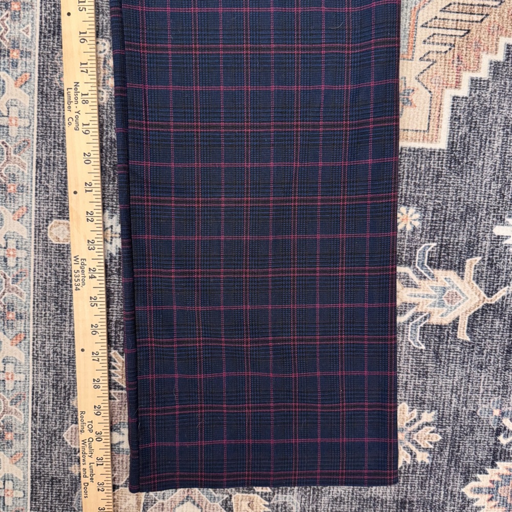 ZARA High-Waist Plaid Checker Trousers Blue & Pink Full Length 32” Inseam XS - Picture 15 of 15